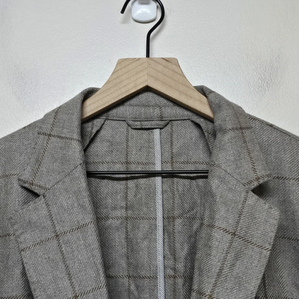 J Mclaughlin Mens Lisbon Brown Tan Cashmere Wool Blend Italian Blazer‎ Sz 46 NWT